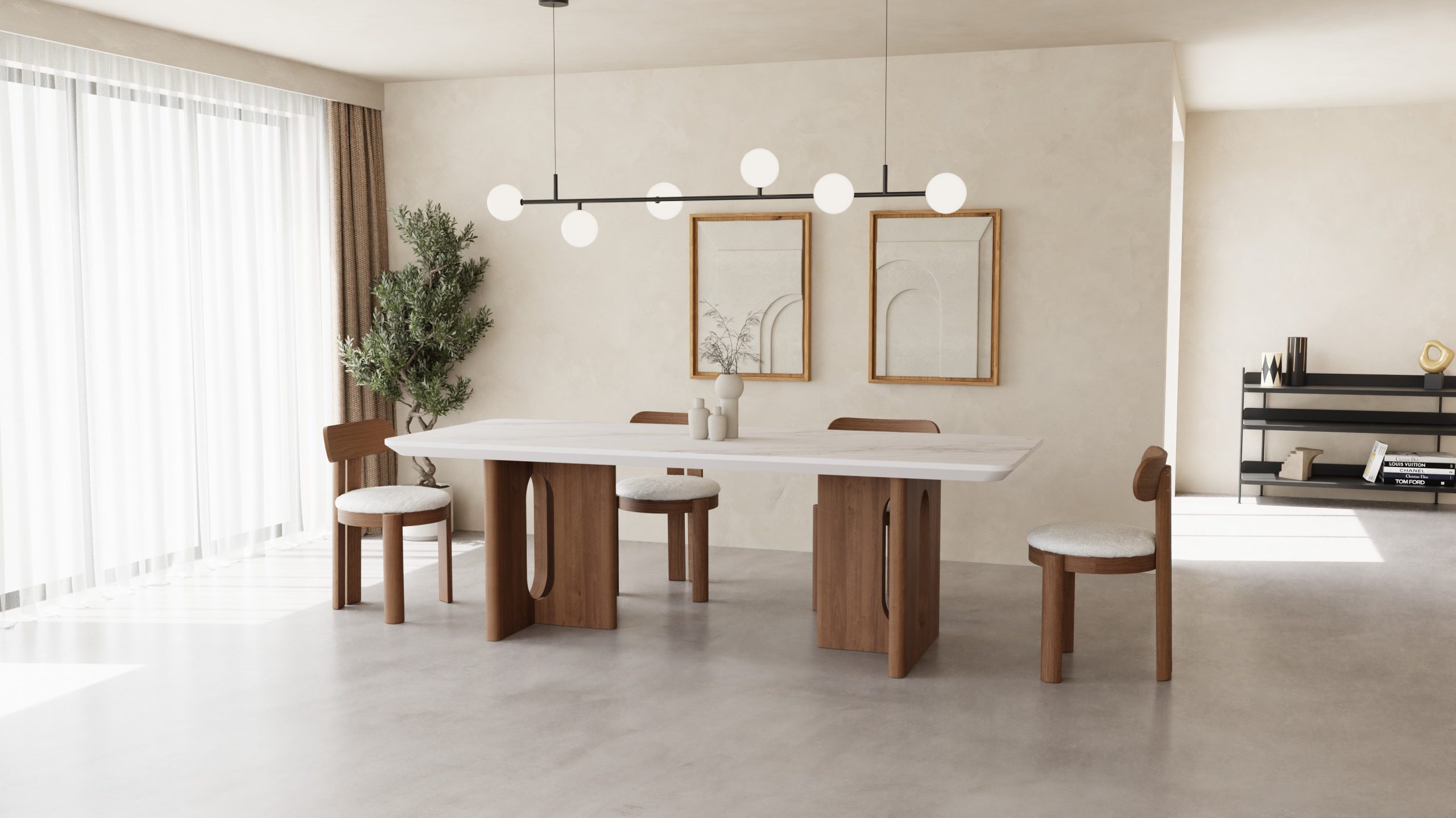 Stół z blatem ze spieku kwarcowego Heritage Quartz w salonie - XMasterWood